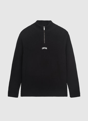 Heavy Knitted Halfzip Sweatshirt - Black