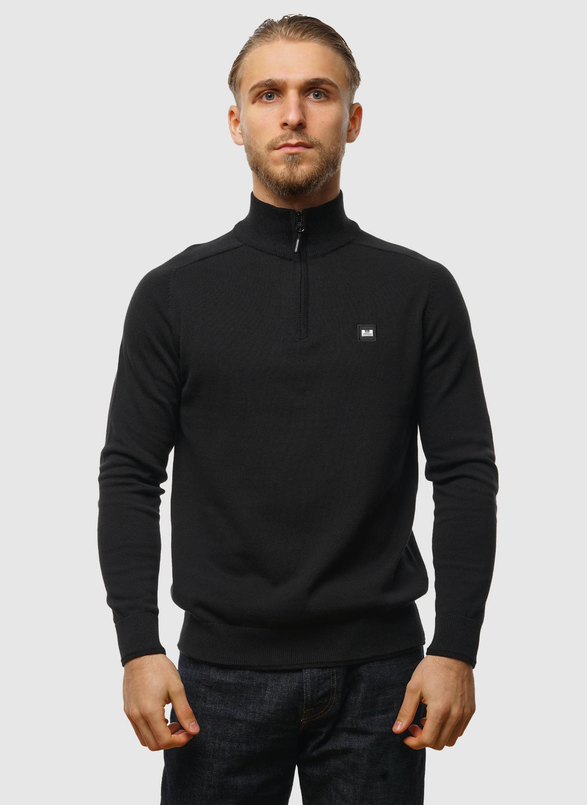 Pierre Knitted Quarter Zip - Black 