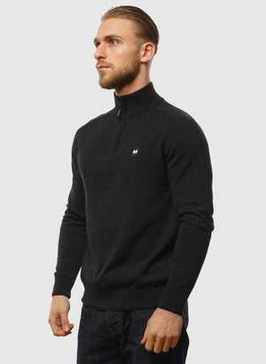 Pierre Knitted Quarter Zip - Black 