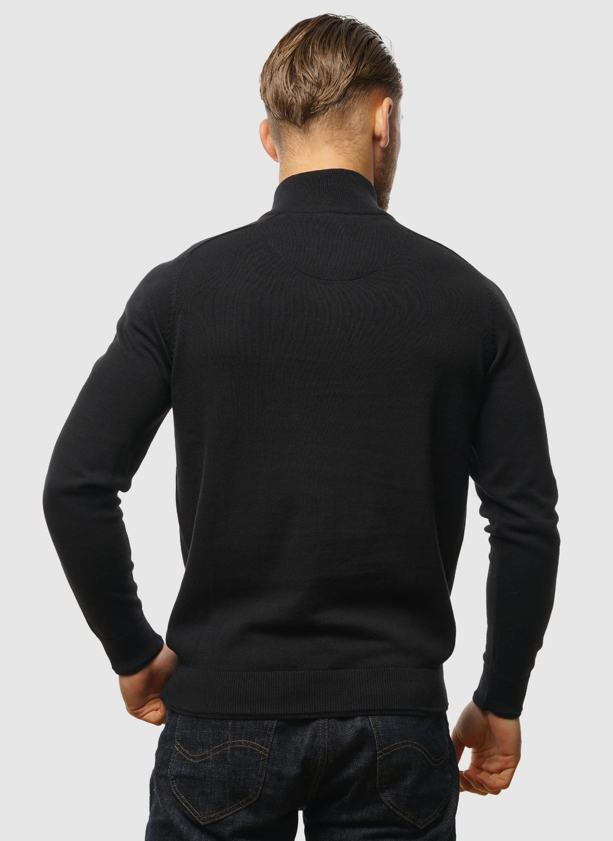 Pierre Knitted Quarter Zip - Black 