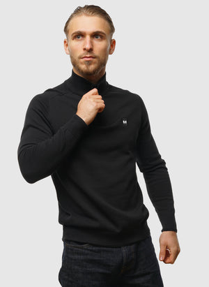 Pierre Knitted Quarter Zip - Black 