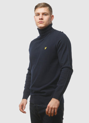 Cotton Merino Turtleneck Jumper - Dark Navy
