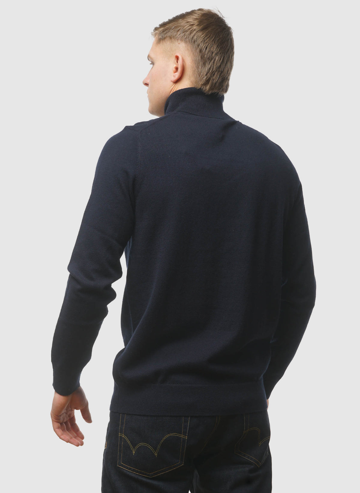 Cotton Merino Turtleneck Jumper - Dark Navy