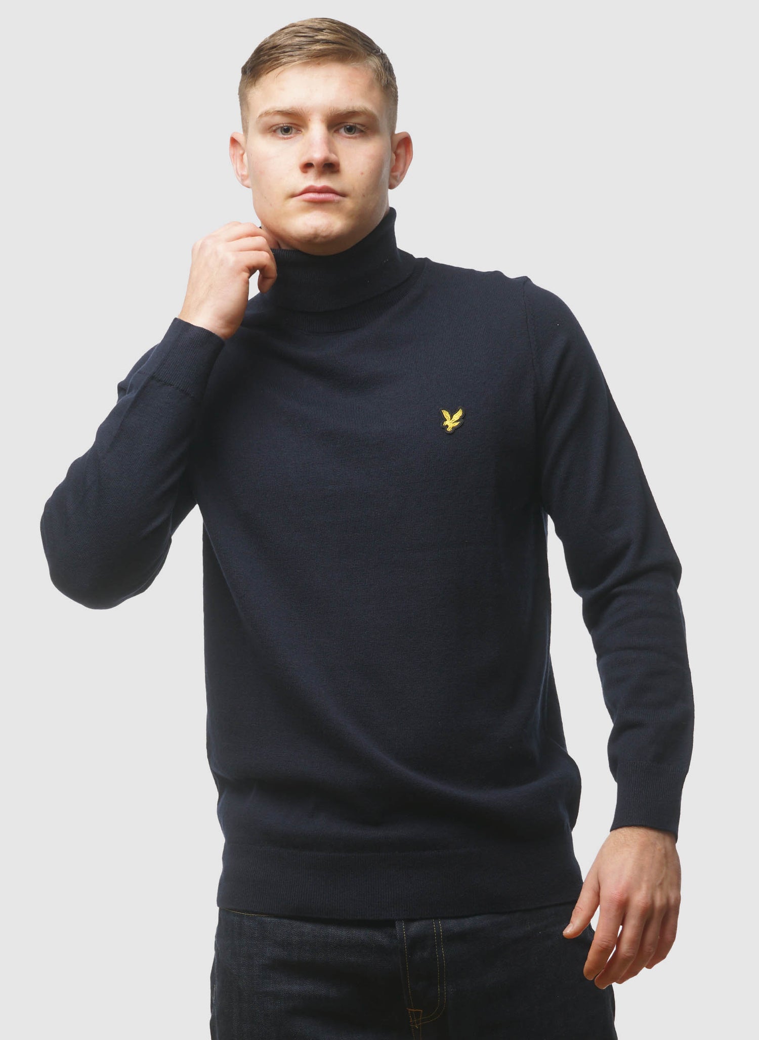 Cotton Merino Turtleneck Jumper - Dark Navy