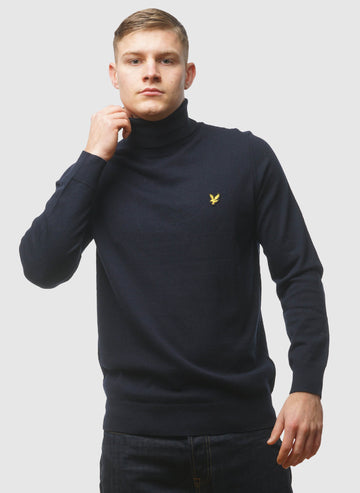 Cotton Merino Turtleneck Jumper - Dark Navy