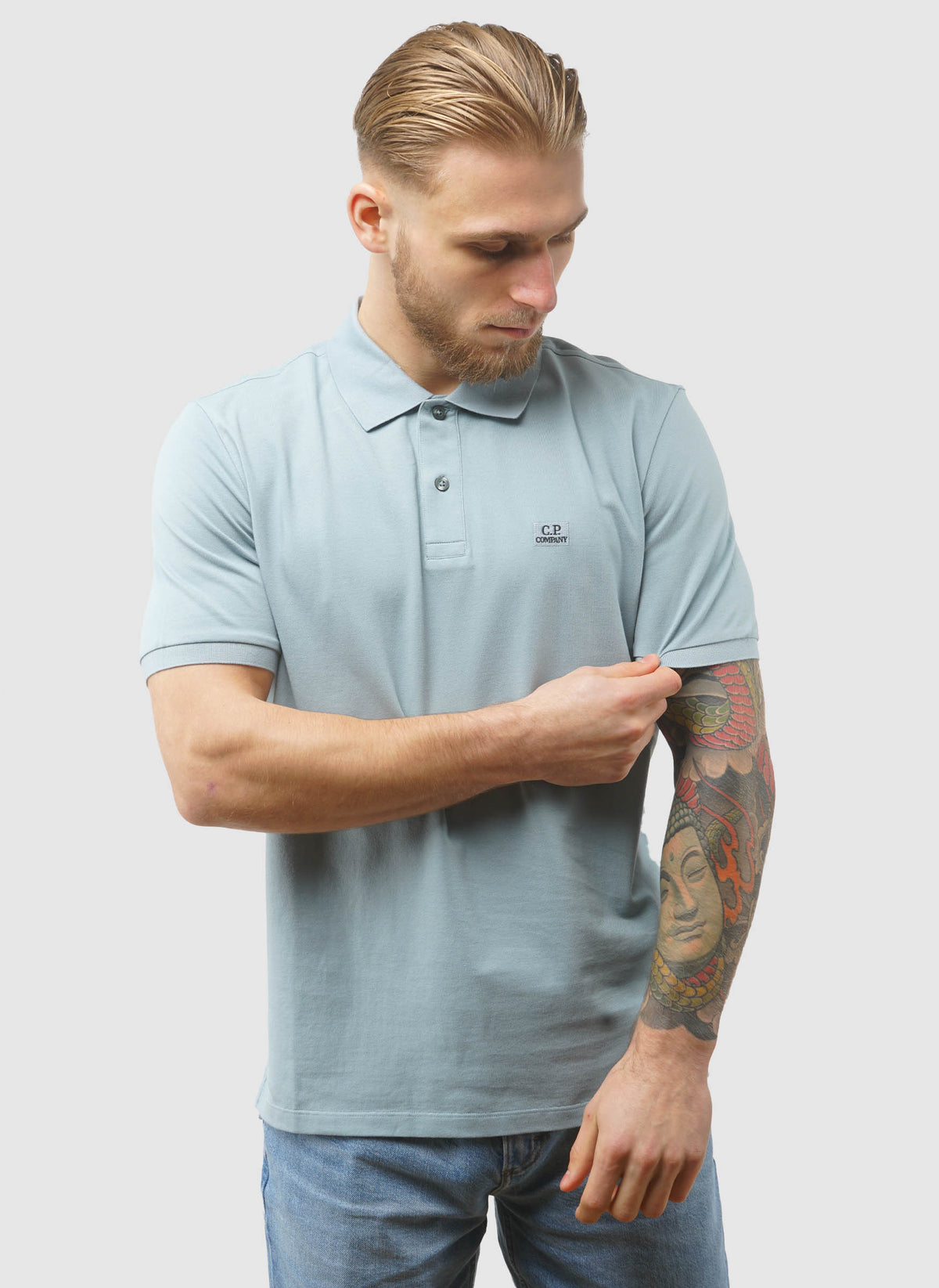 Stretch Piquet Poloshirt - Silver Blue