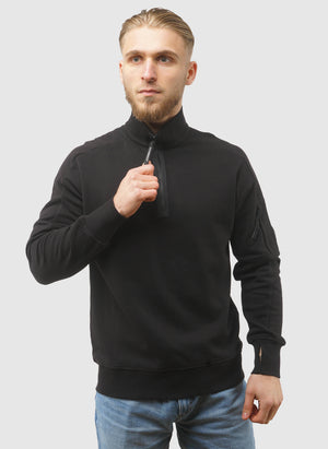 Half-Zip Fleece Lens Sweatshirt - Black