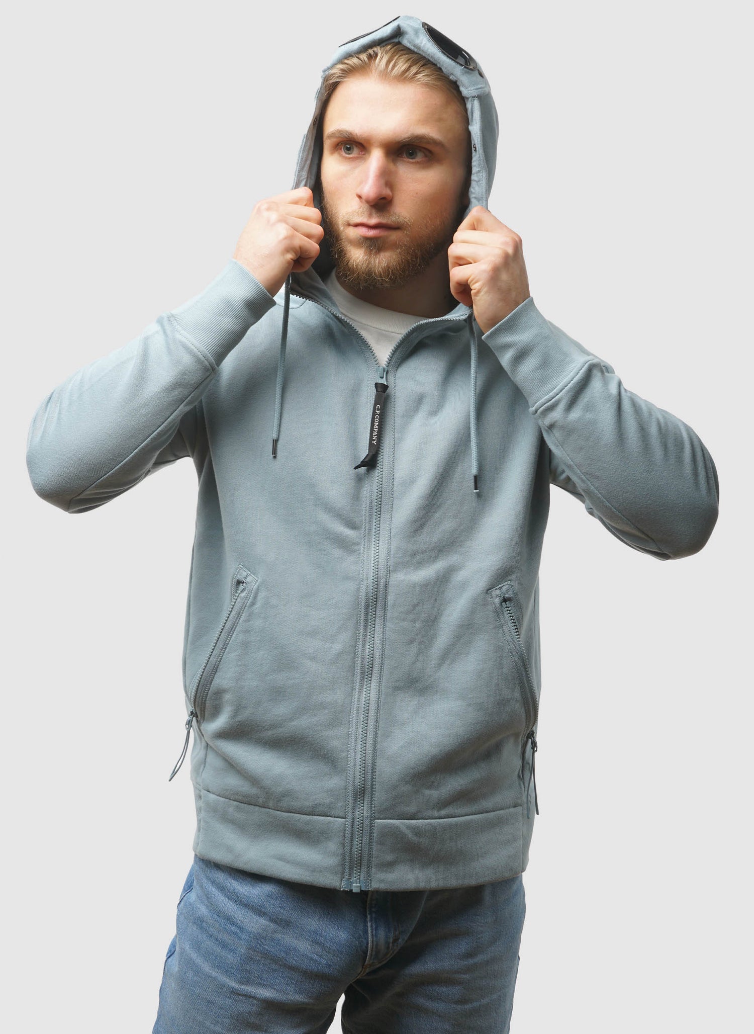 Goggle Sweatshirt Jacket - Silver Blue