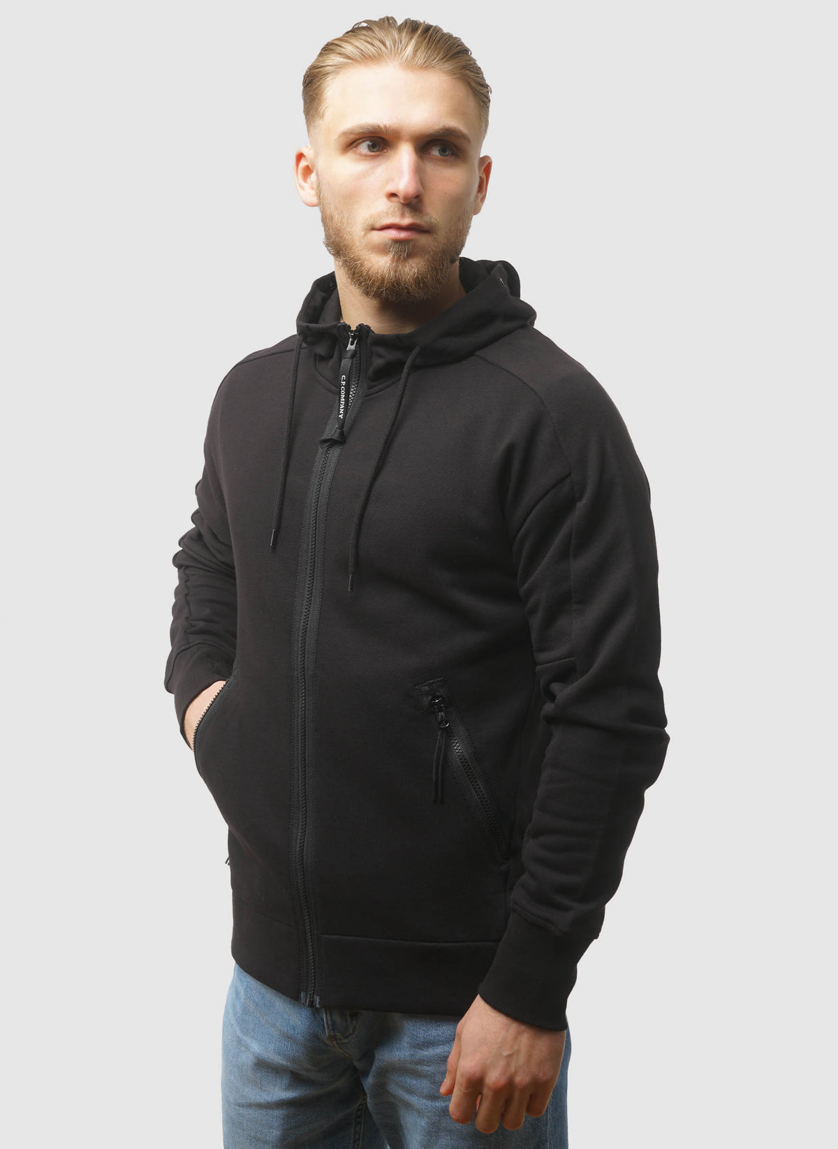 Goggle Sweatshirt Jacket - Black