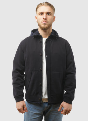 Reversible Cotton Mixed Hooded Sweater - Total Eclipse