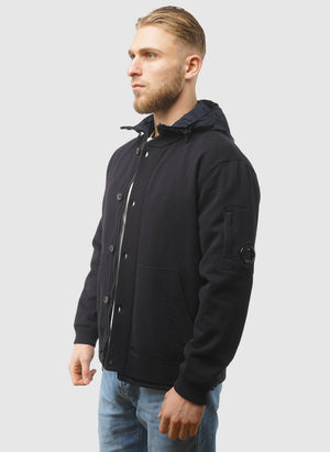 Reversible Cotton Mixed Hooded Sweater - Total Eclipse