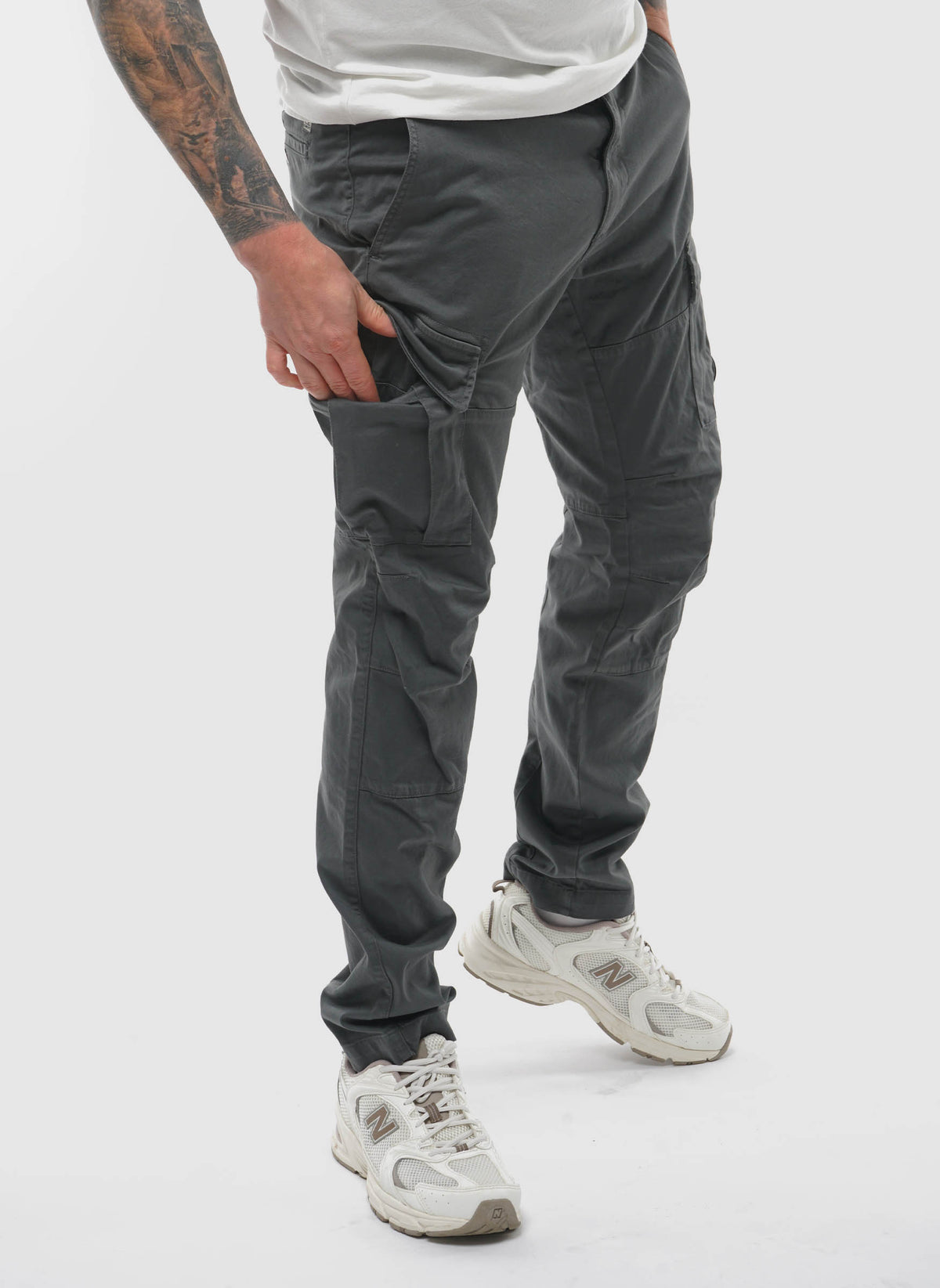 Stretch Sateen Ergonomic Cargo Pants - Gunmetal