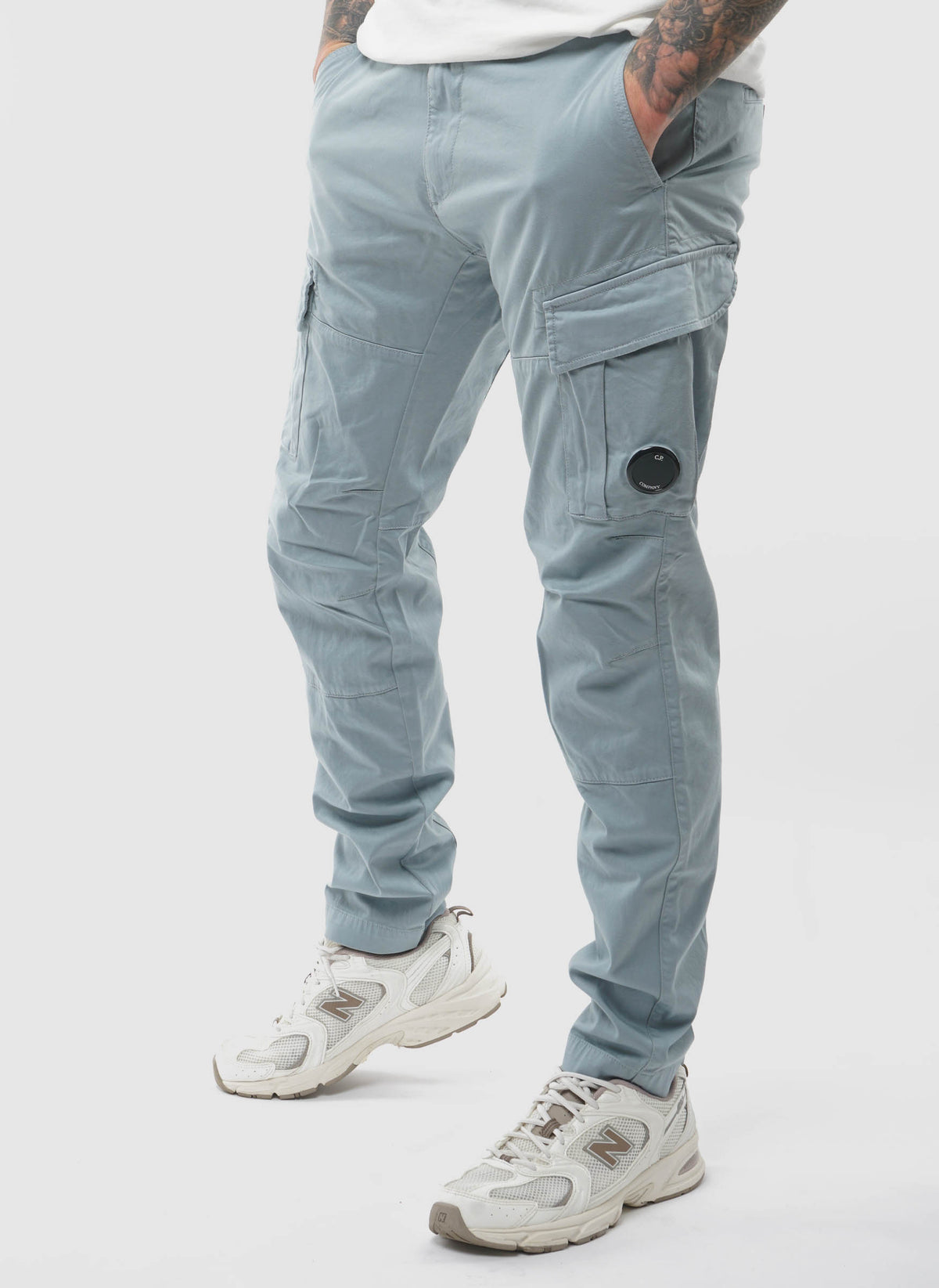Stretch Sateen Ergonomic Cargo Pants - Silver Blue