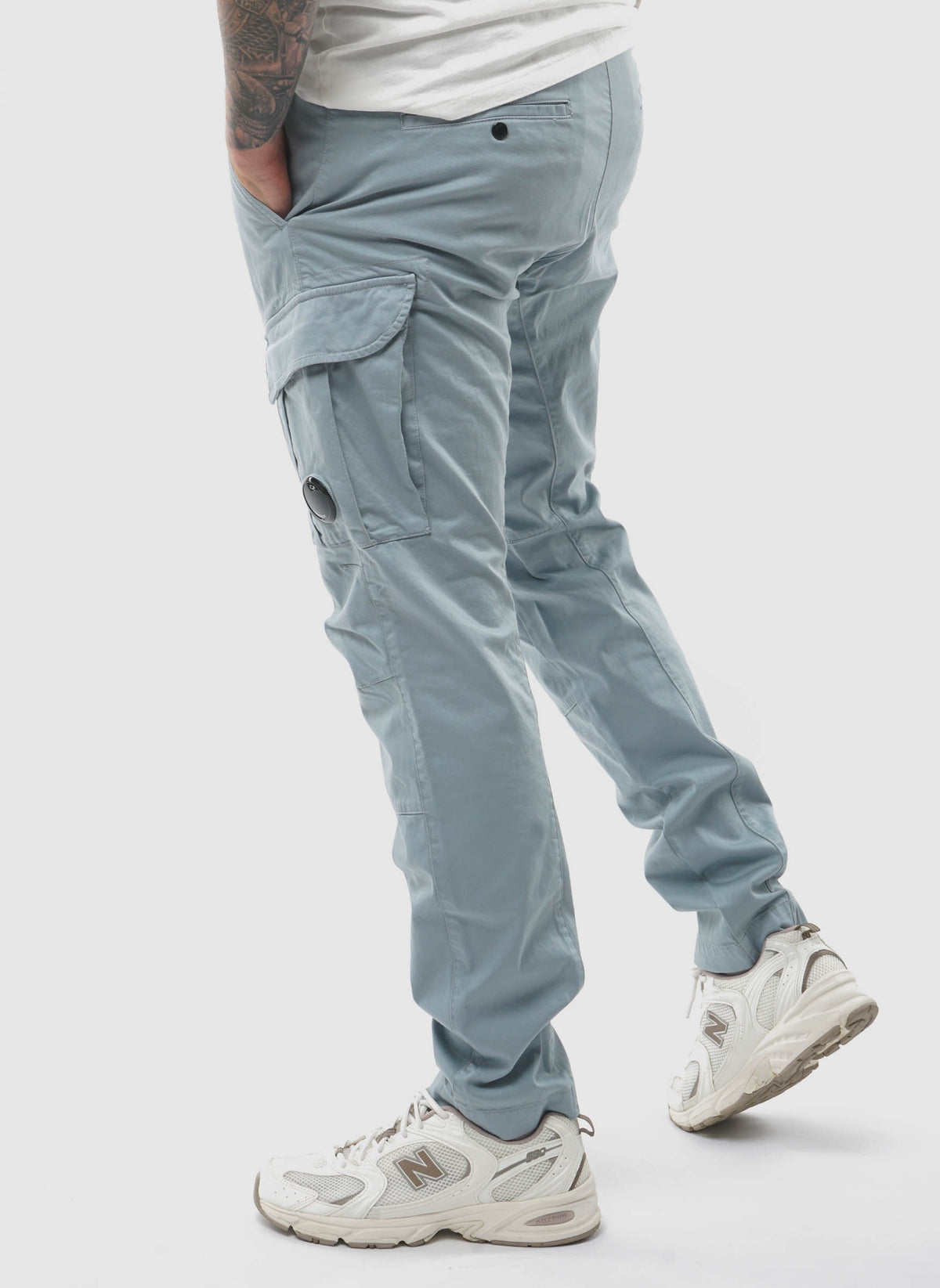 Stretch Sateen Ergonomic Cargo Pants - Silver Blue