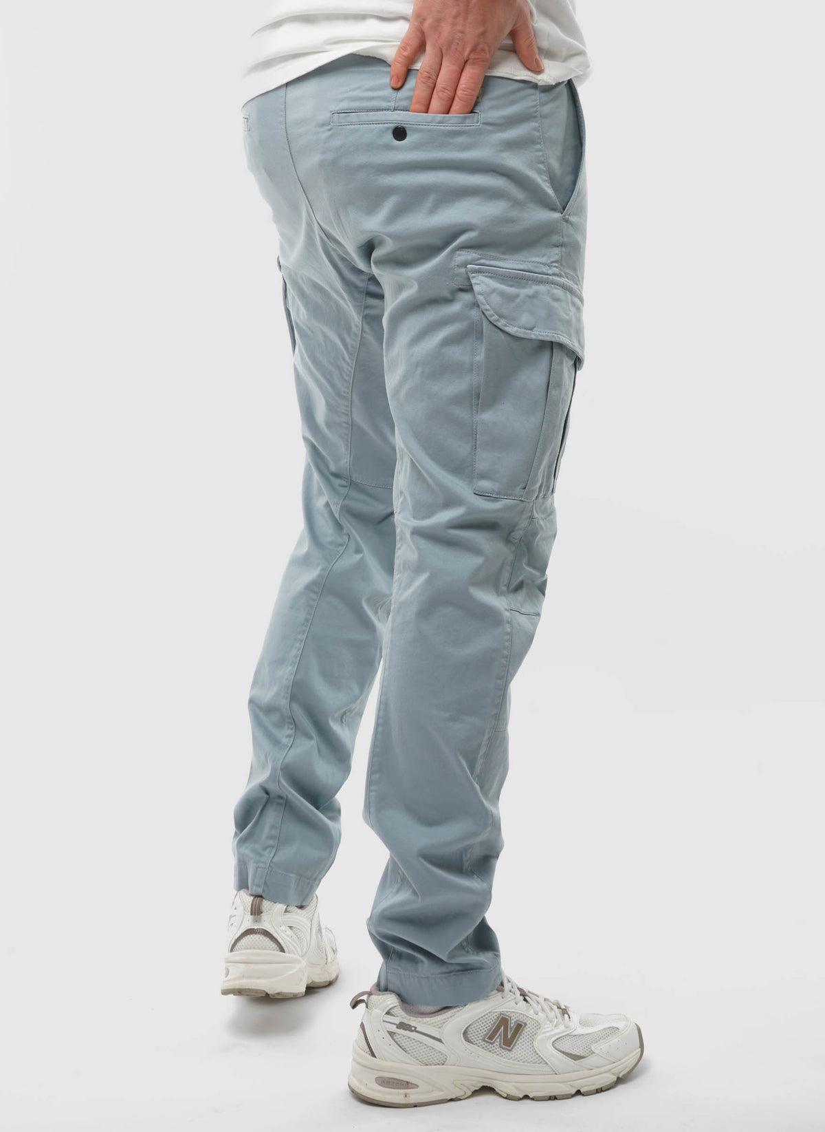 Stretch Sateen Ergonomic Cargo Pants - Silver Blue