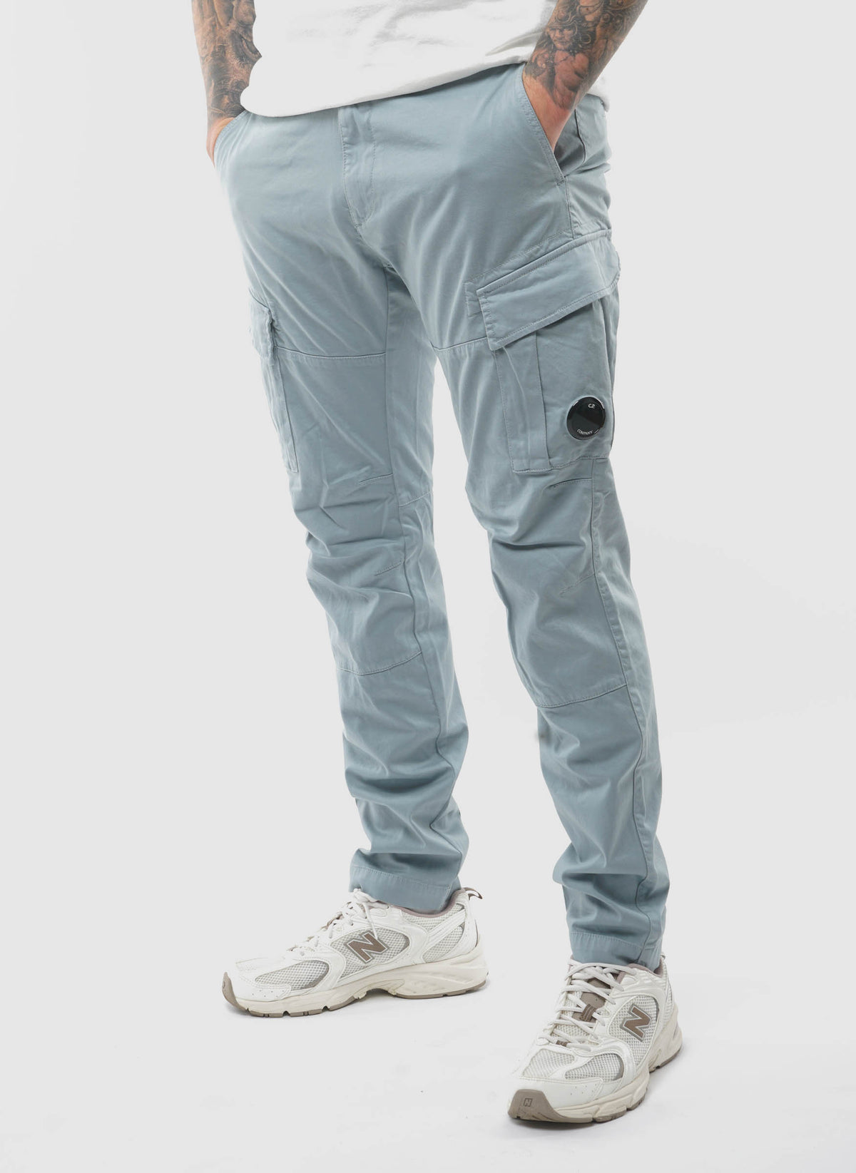 Stretch Sateen Ergonomic Cargo Pants - Silver Blue