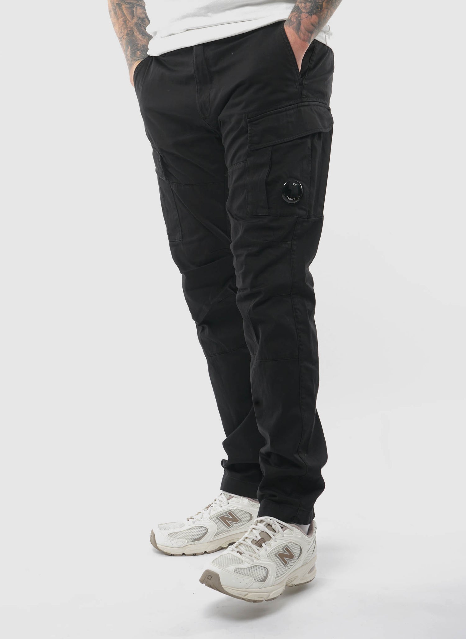 Stretch Sateen Ergonomic Cargo Pants - Black