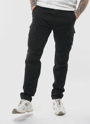 Stretch Sateen Ergonomic Cargo Pants - Black