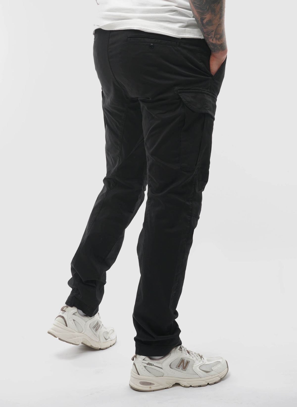 Stretch Sateen Ergonomic Cargo Pants - Black