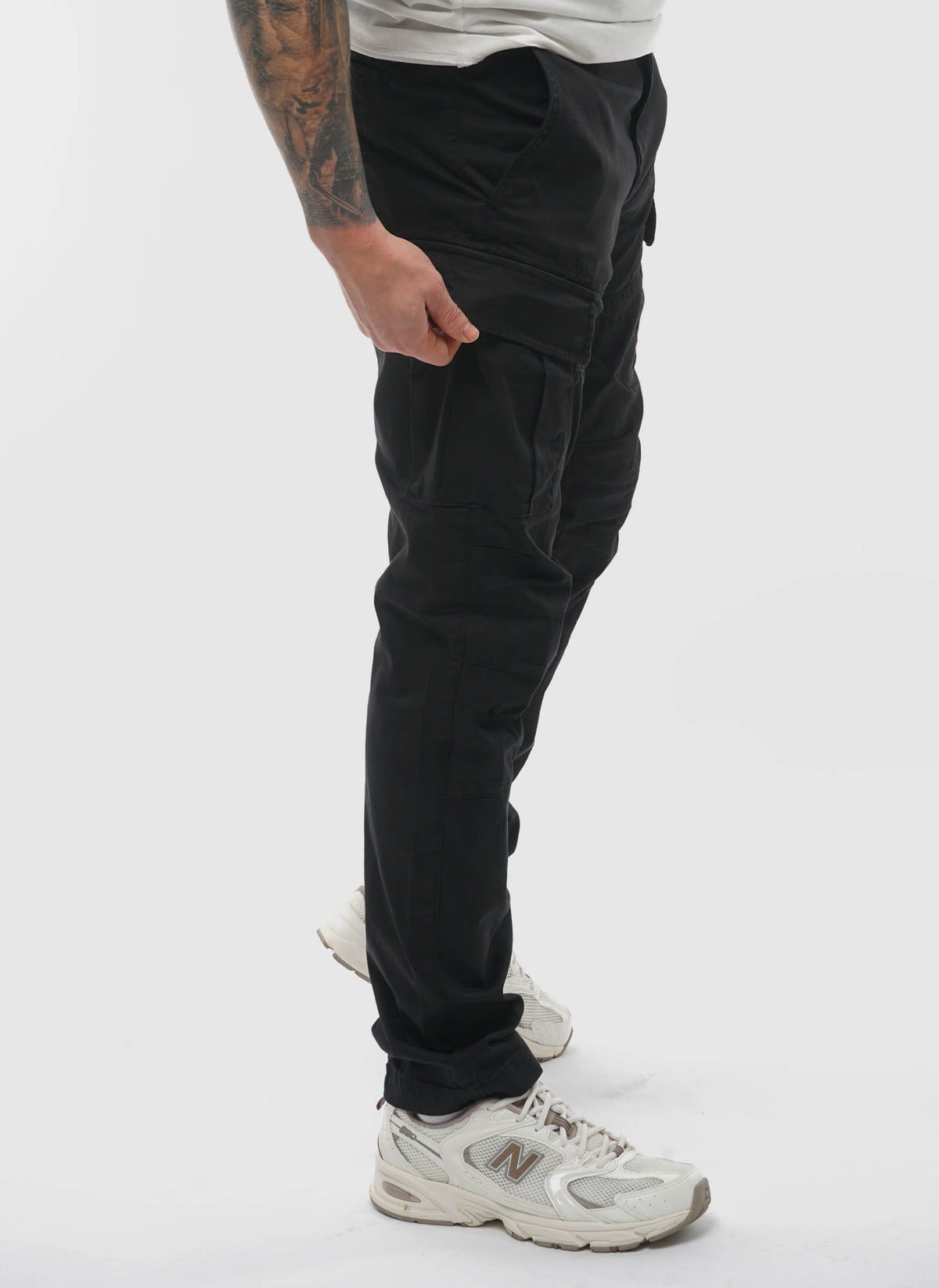 Stretch Sateen Ergonomic Cargo Pants - Black