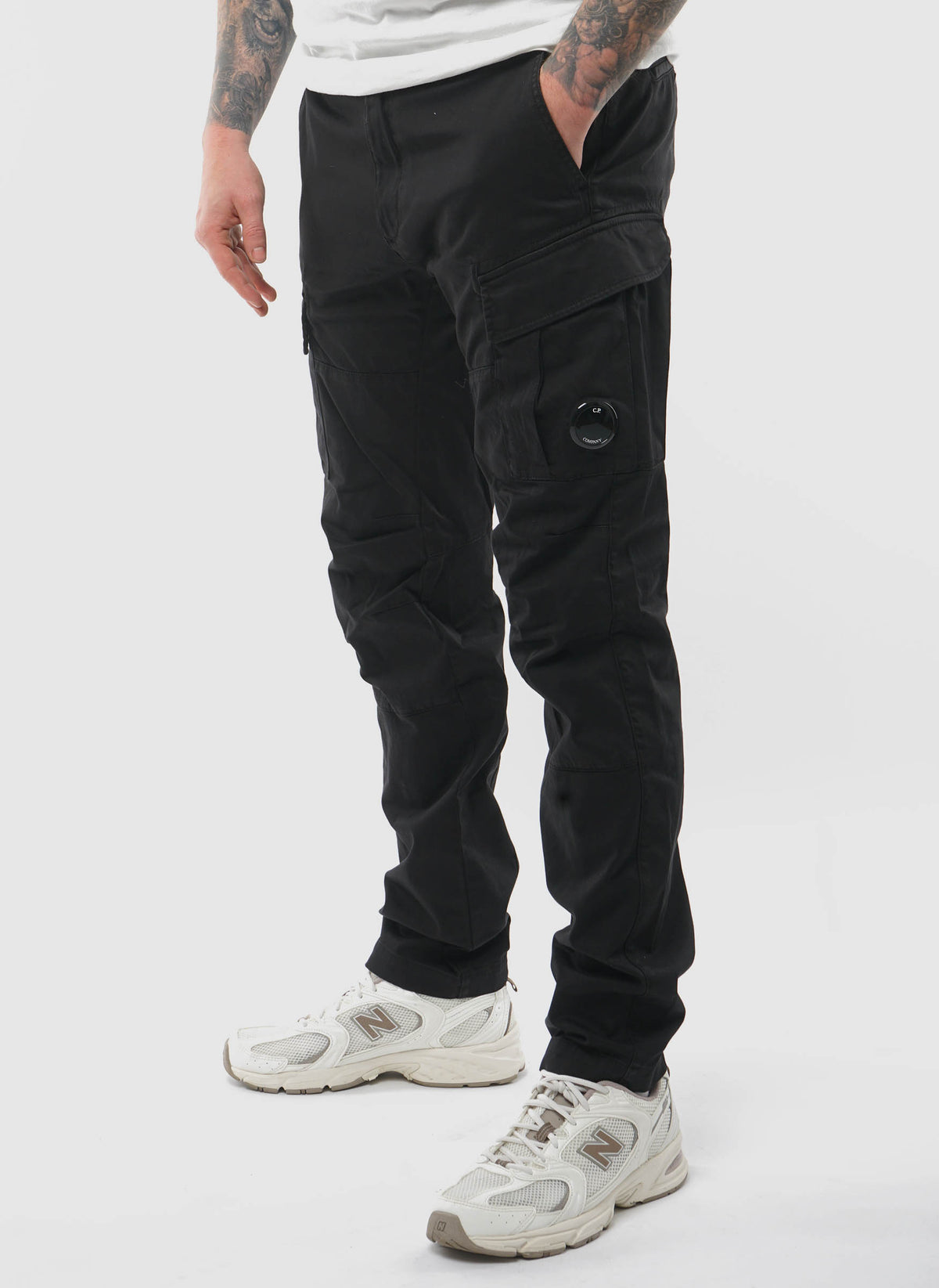 Stretch Sateen Ergonomic Cargo Pants - Black