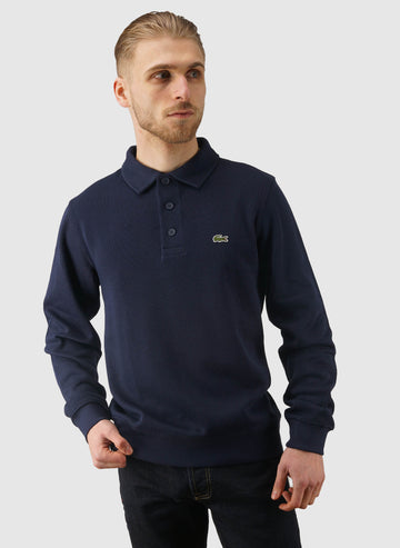 Ribbed Cotton Polo - Navy Blue