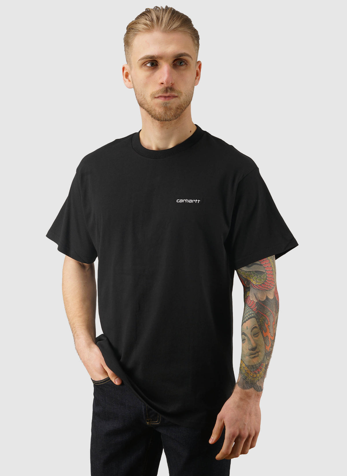 Script Embroidery T-Shirt - Black/White