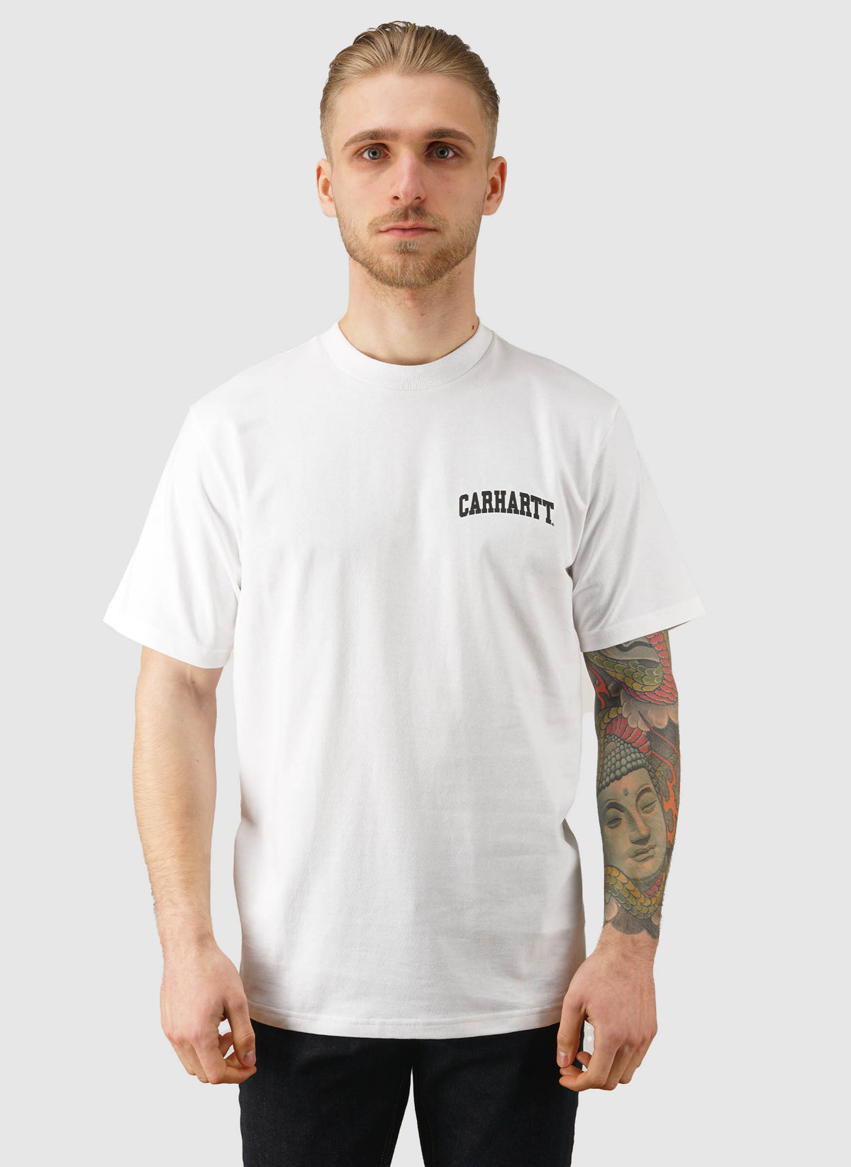 University Script T-Shirt - White/Black