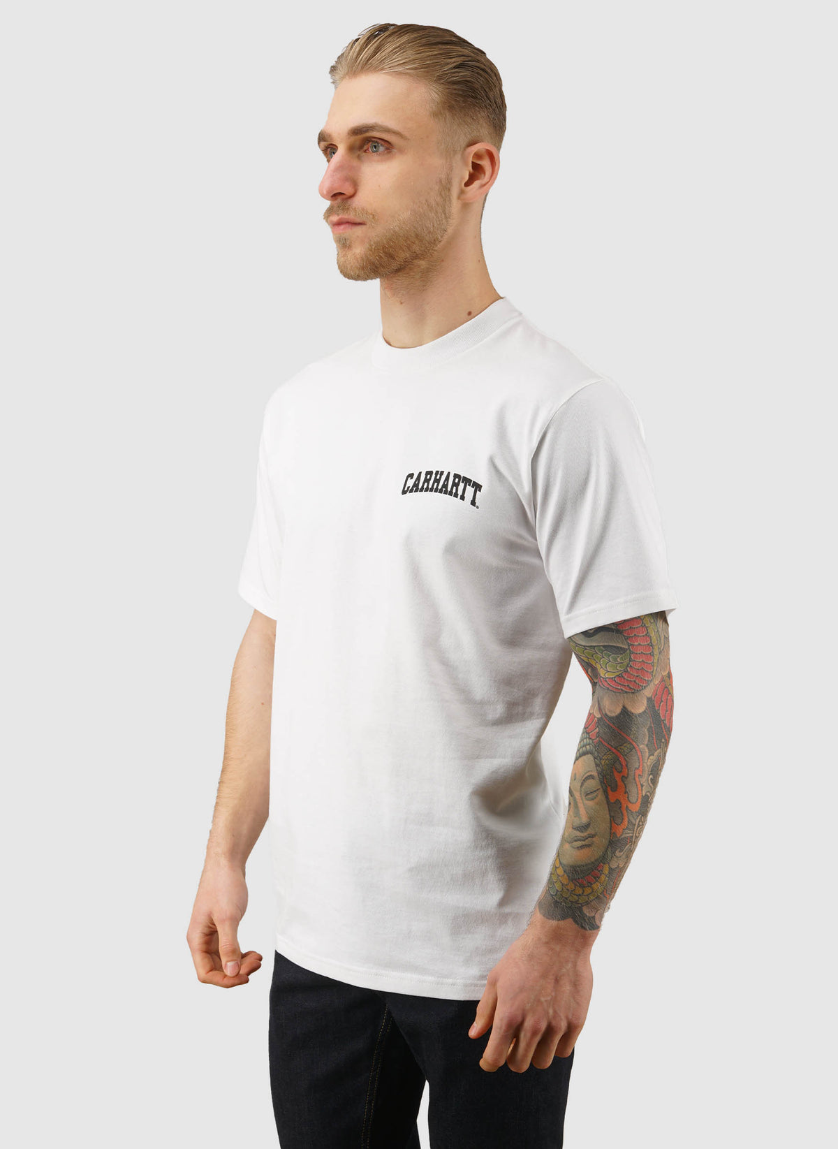 University Script T-Shirt - White/Black