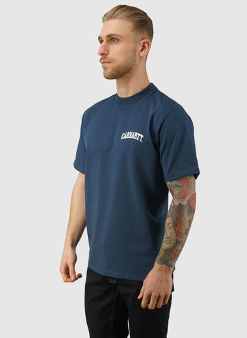 University Script T-Shirt - Blue River/White