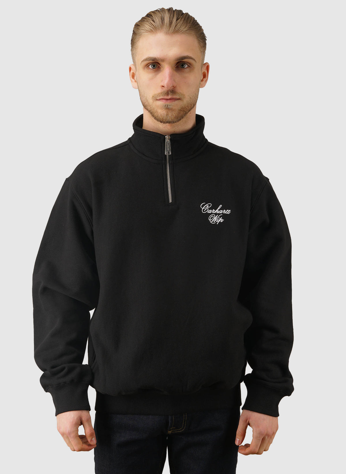 Longhand Half Zip Sweatshirt - Black/White