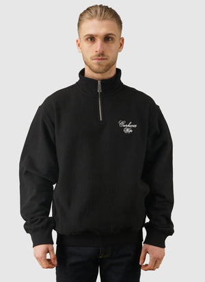Longhand Half Zip Sweatshirt - Black/White