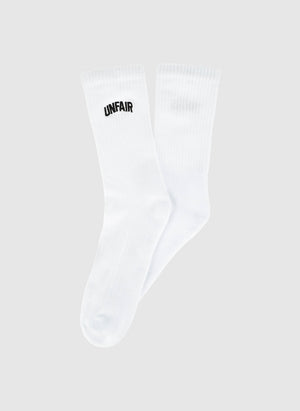 Curved Embroidery Socks White (3 Pack)