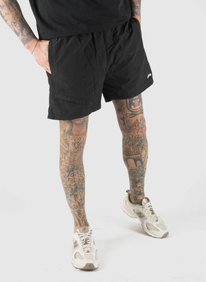 Curved Coin Pocket Shorts - Black