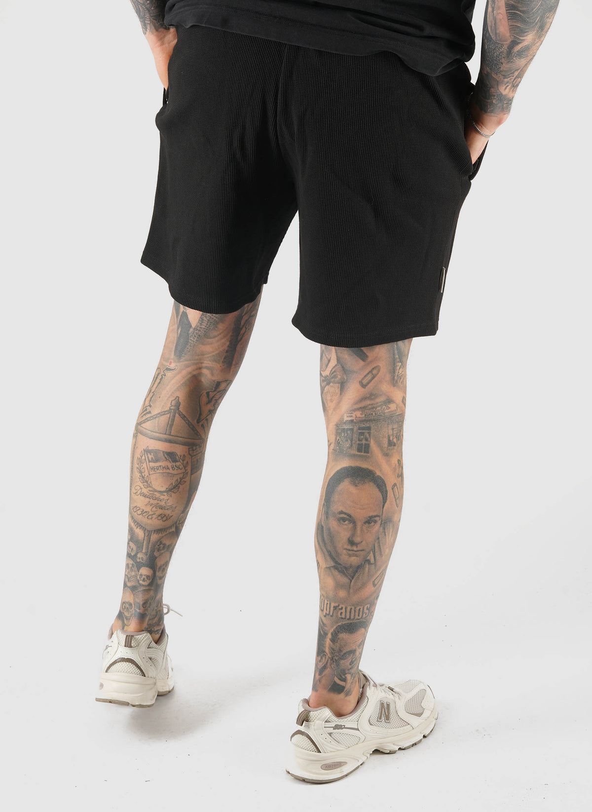 Curved Waffle Shorts - Black