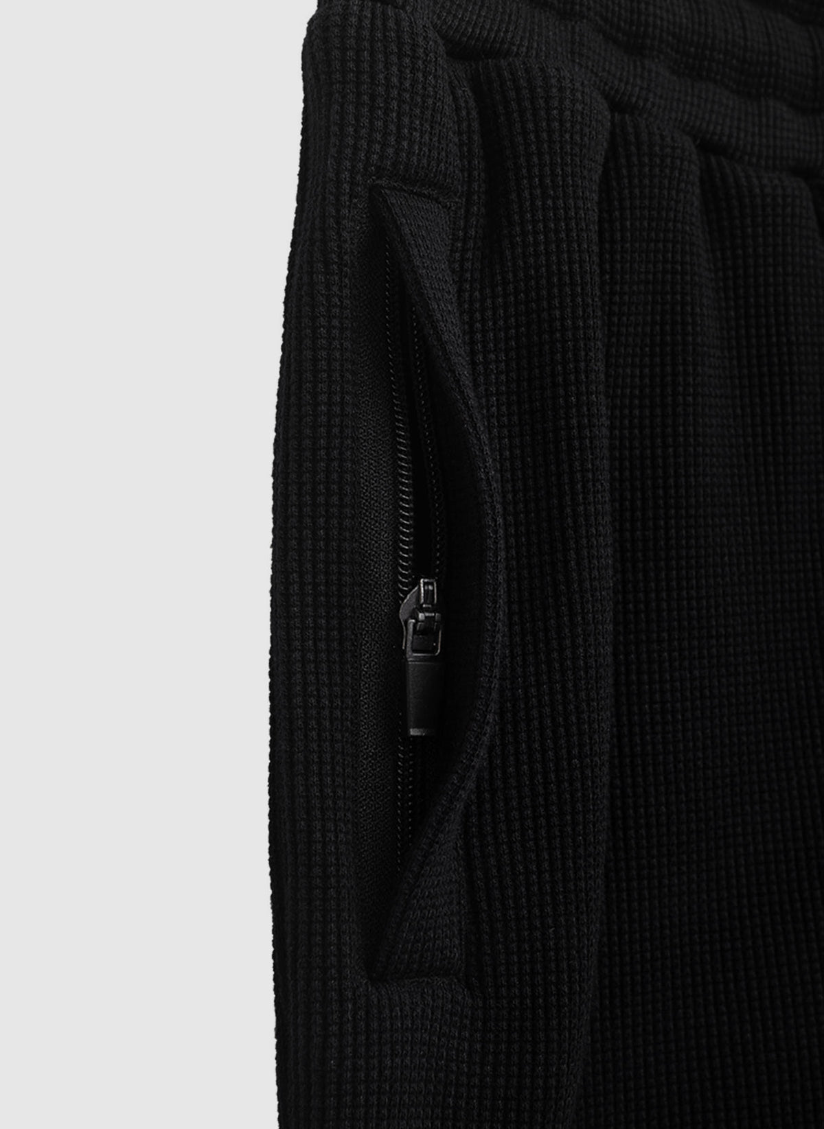 Curved Waffle Shorts - Black