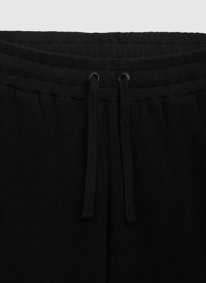 Curved Waffle Shorts - Black