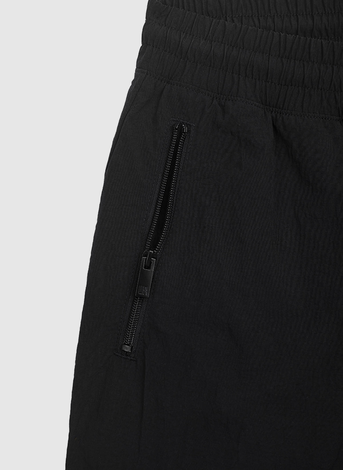 Curved Crushed Nylon Trackpants - Black