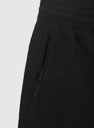 Curved Crushed Nylon Trackpants - Black