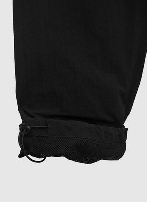 Curved Crushed Nylon Trackpants - Black