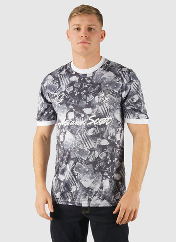 Industrial Print Football Shirt - Jet Black
