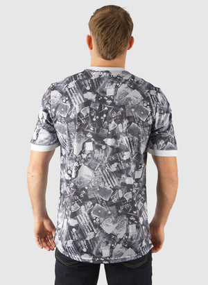 Industrial Print Football Shirt - Jet Black