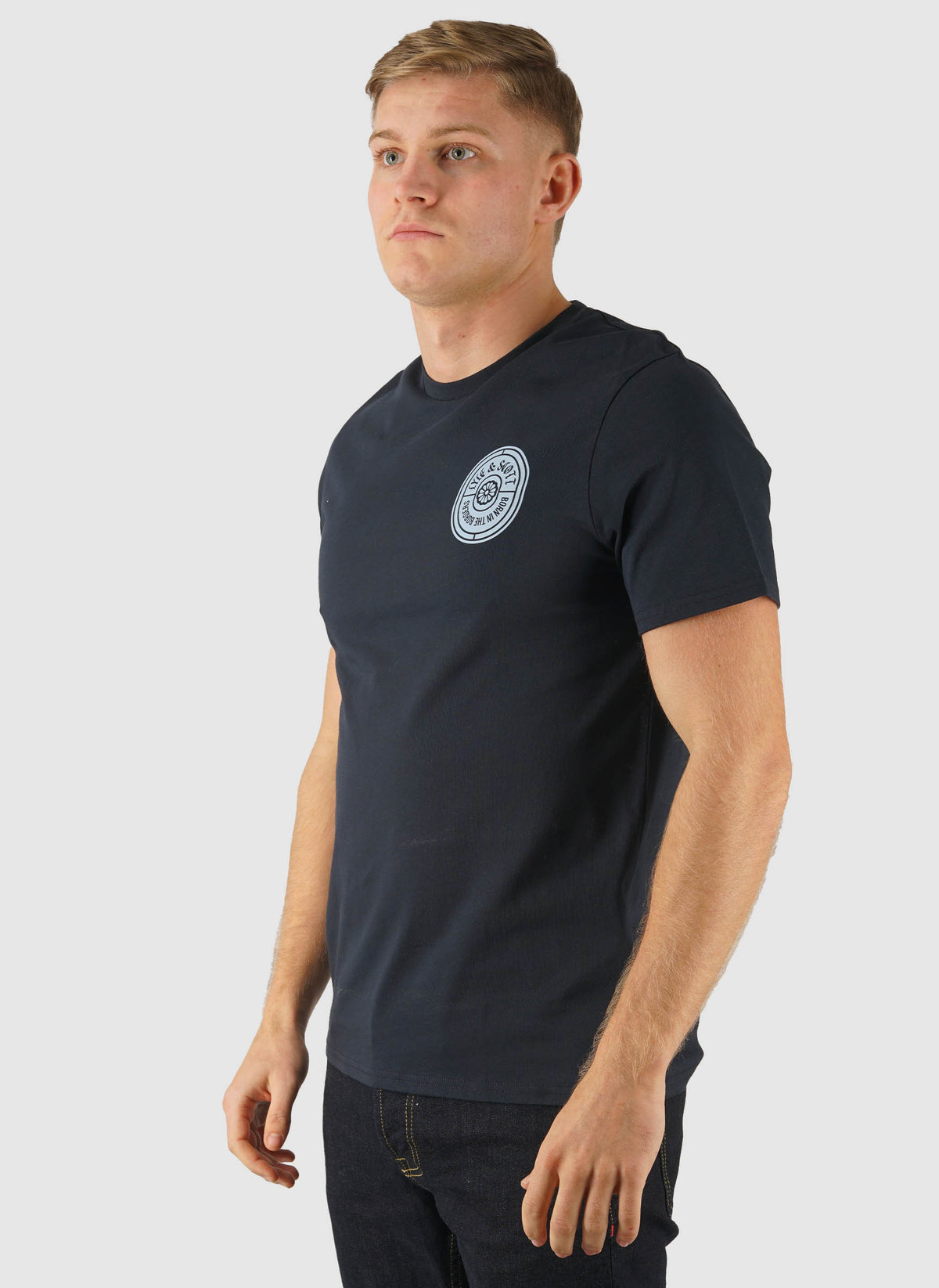 Borders Label Graphic T-Shirt - Dark Navy