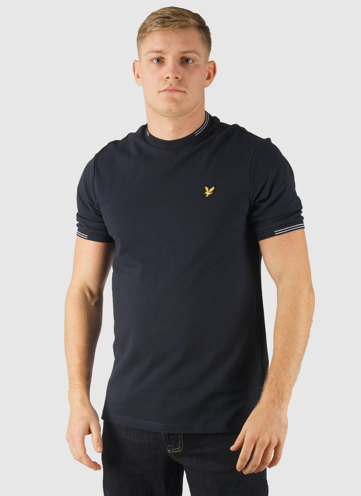 Fine Tipped T-Shirt - Dark Navy/Chalk Blue