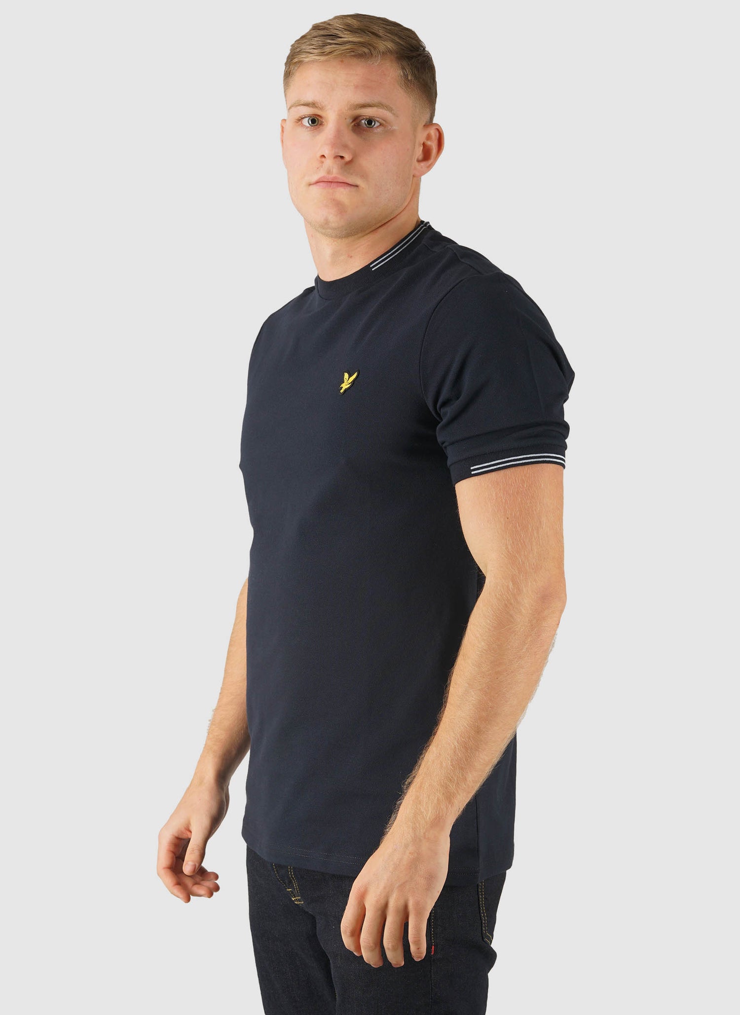 Fine Tipped T-Shirt - Dark Navy/Chalk Blue