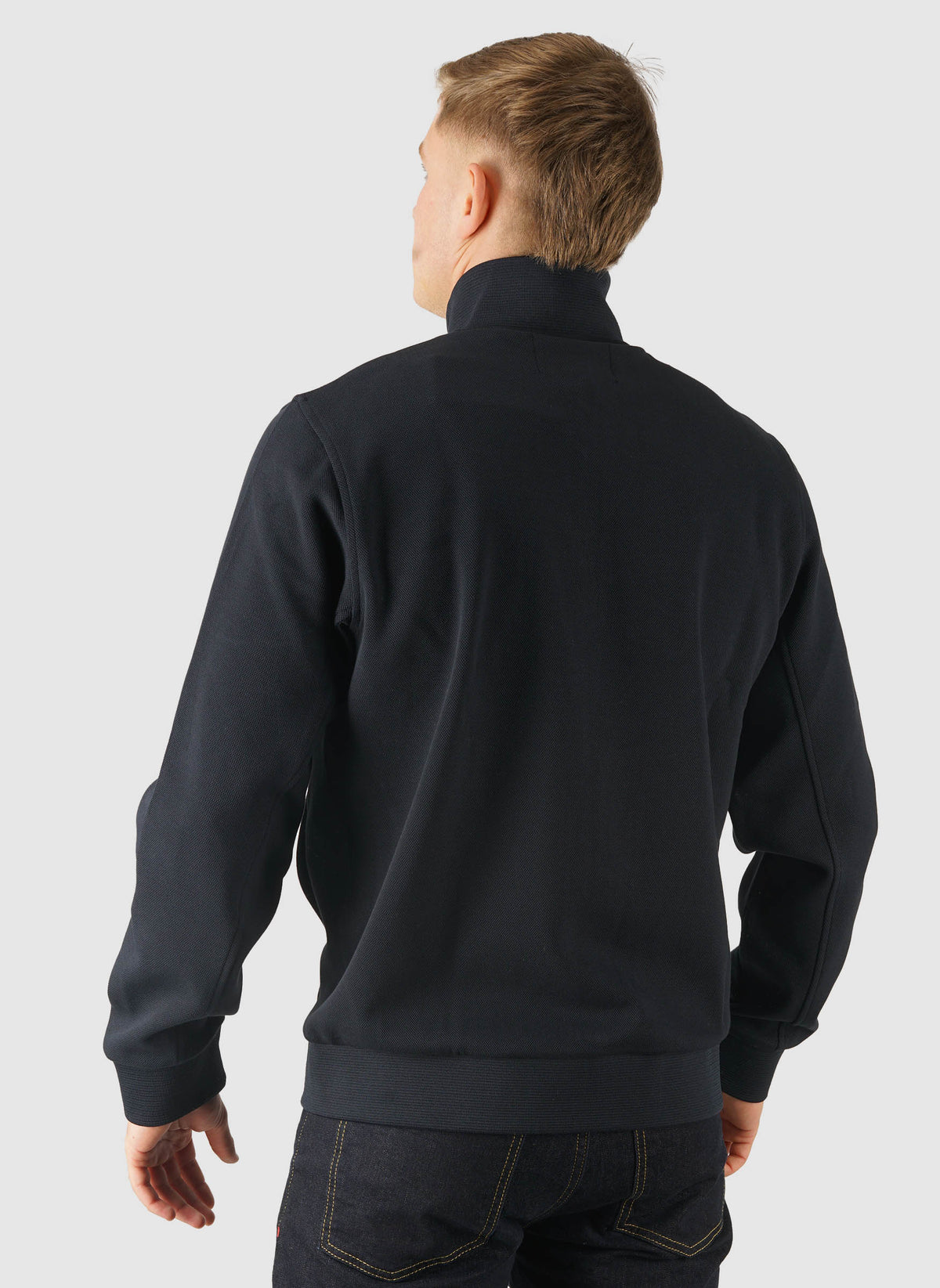 Pique Zip Through Sweatshirt - Dark Navy