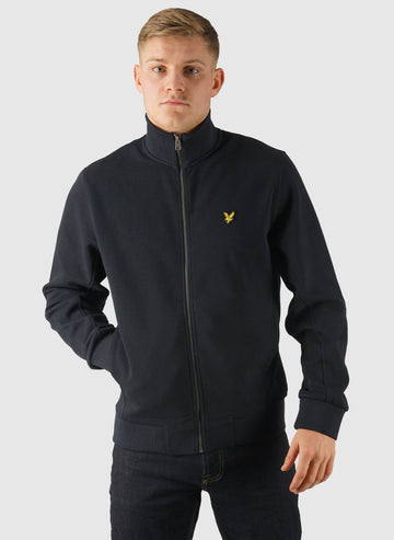 Pique Zip Through Sweatshirt - Dark Navy