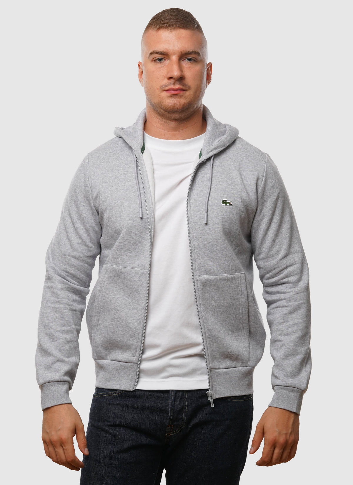 Classic Hooded Sweatshirt Jacket - Silver Chine