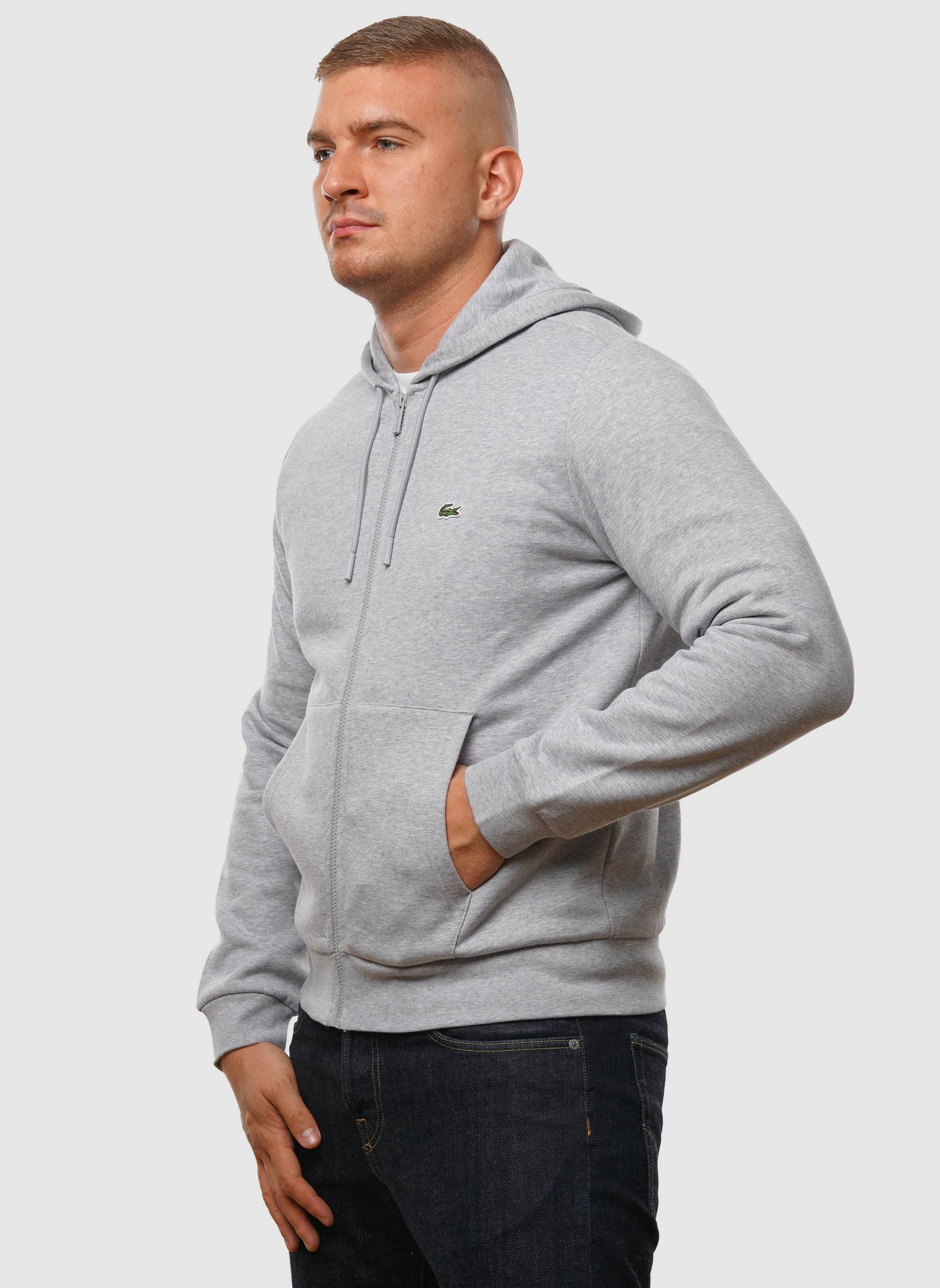Classic Hooded Sweatshirt Jacket - Silver Chine