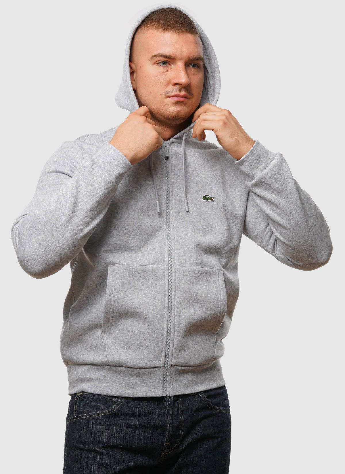 Classic Hooded Sweatshirt Jacket - Silver Chine